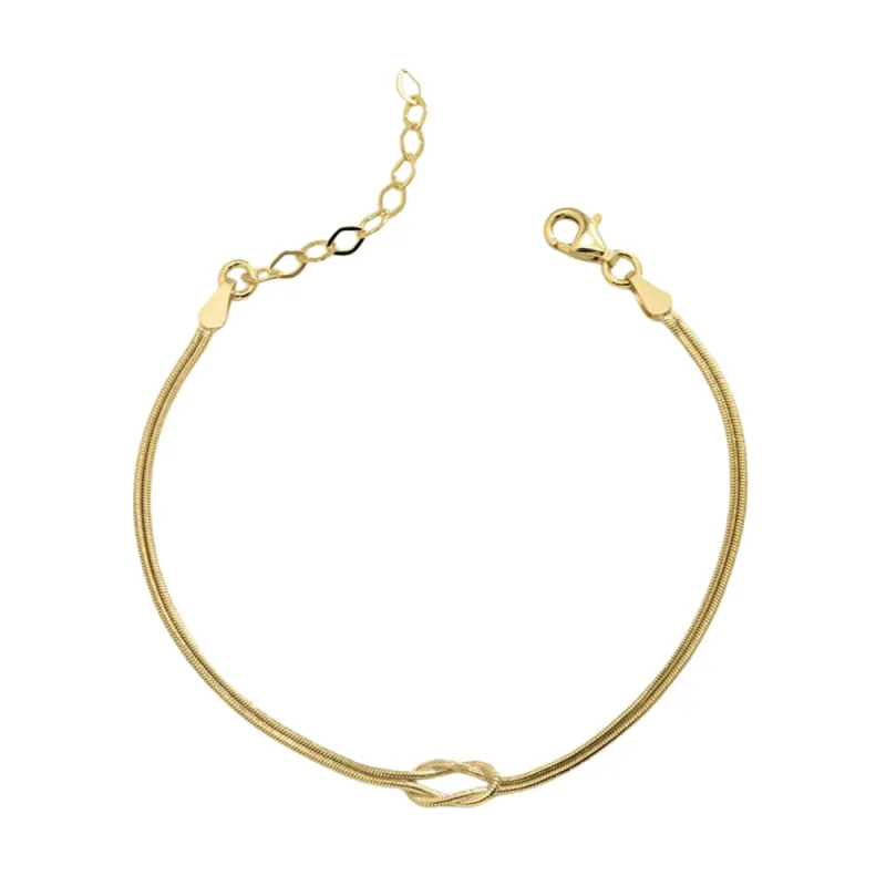 Sterling Silver Snake Chain Knot Bracelet sold by Spero London