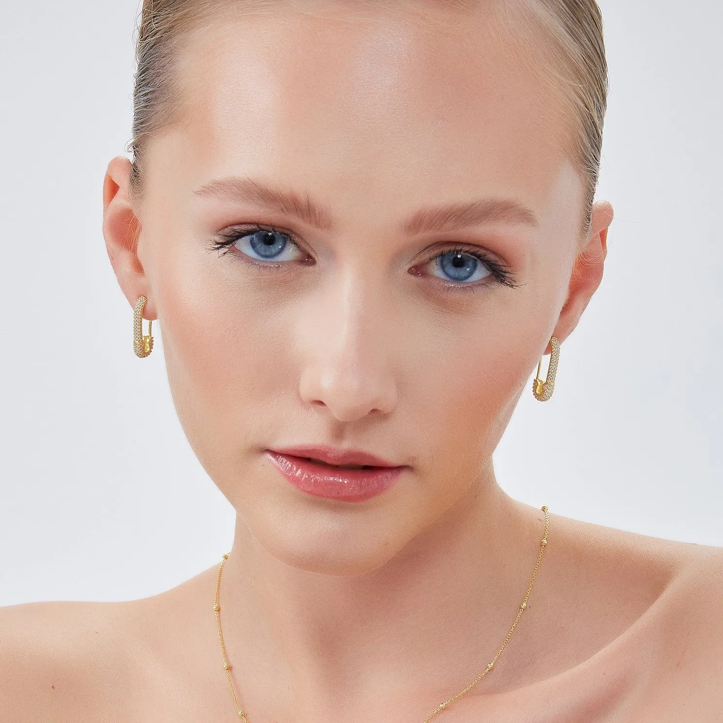 Pave Safety Pin Earrings Sterling Silver sold by Spero London product image thumbnail 2