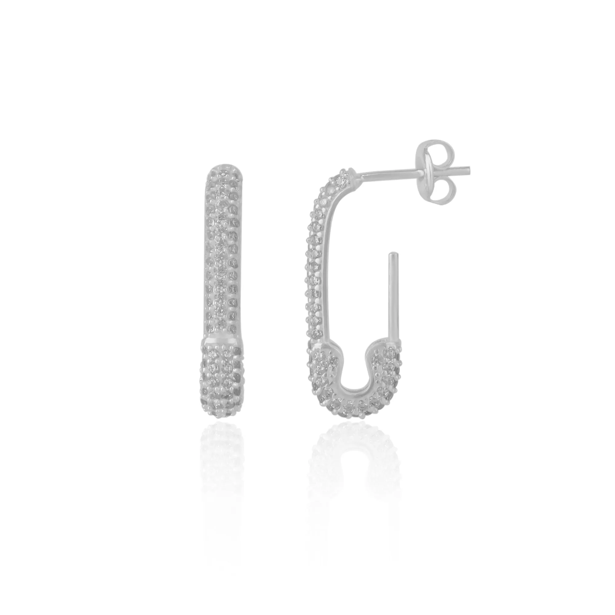 Pave Safety Pin Earrings Sterling Silver sold by Spero London product image thumbnail 5