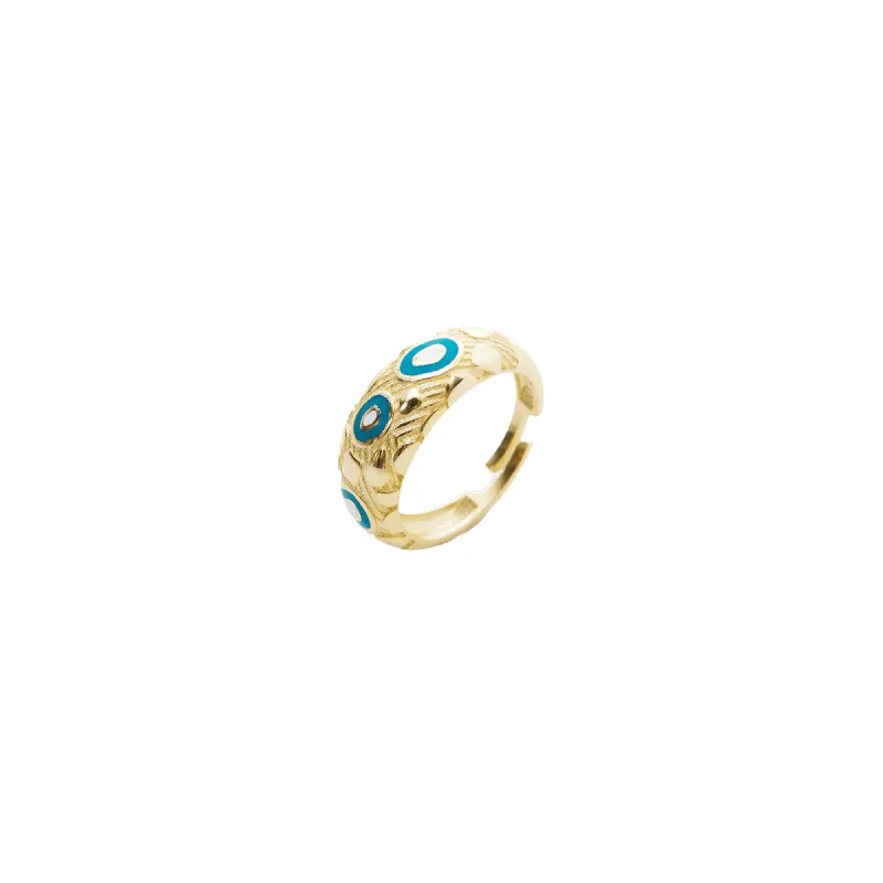 Natural Textured Sterling Silver Evil Eye Ring sold by Spero London