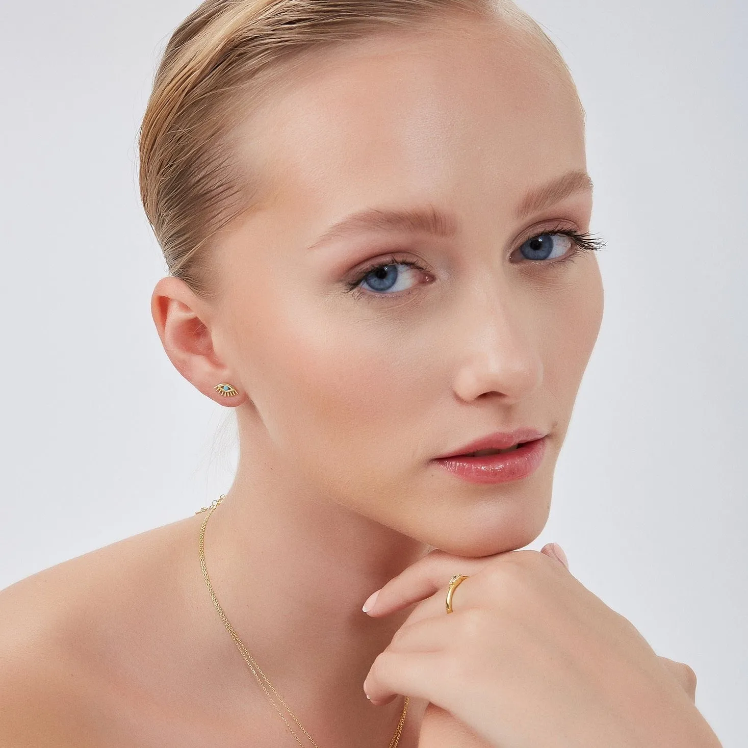 Turquoise Bleu Eye Stud Earrings Sterling Silver sold by Spero London product image thumbnail 5