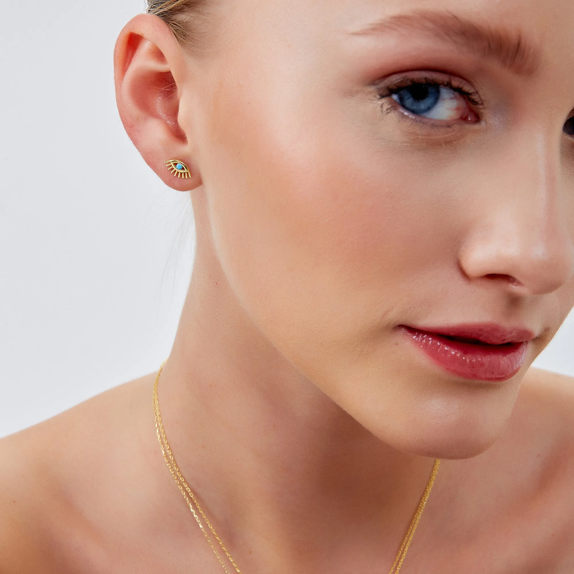 Turquoise Bleu Eye Stud Earrings Sterling Silver sold by Spero London product image thumbnail 3