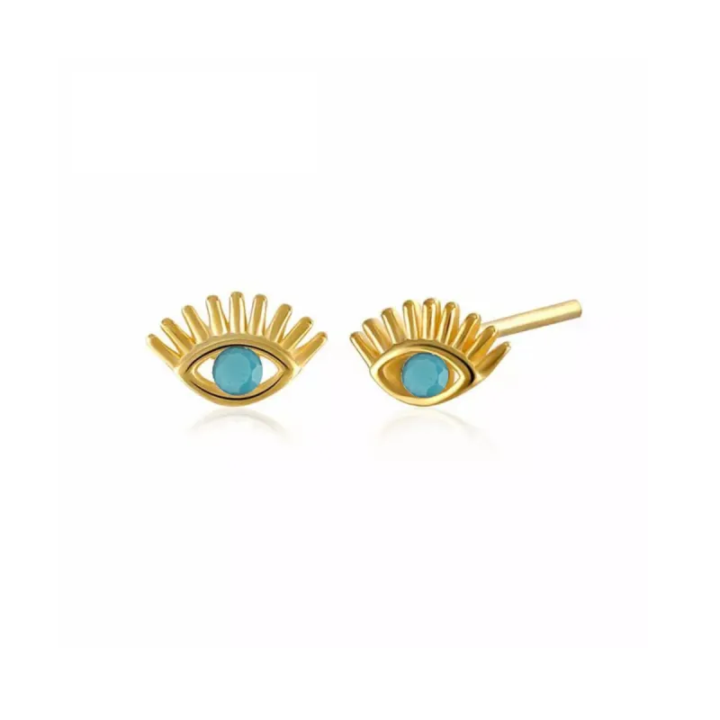 Turquoise Bleu Eye Stud Earrings Sterling Silver sold by Spero London