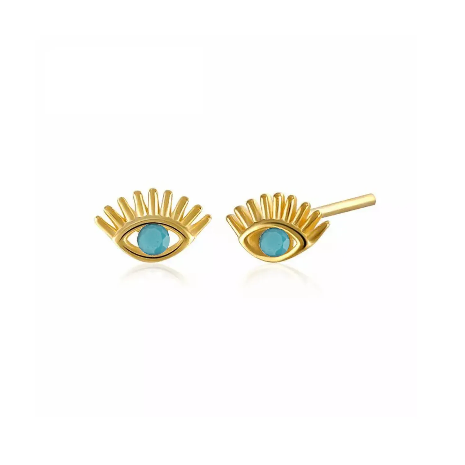 Turquoise Bleu Eye Stud Earrings Sterling Silver sold by Spero London