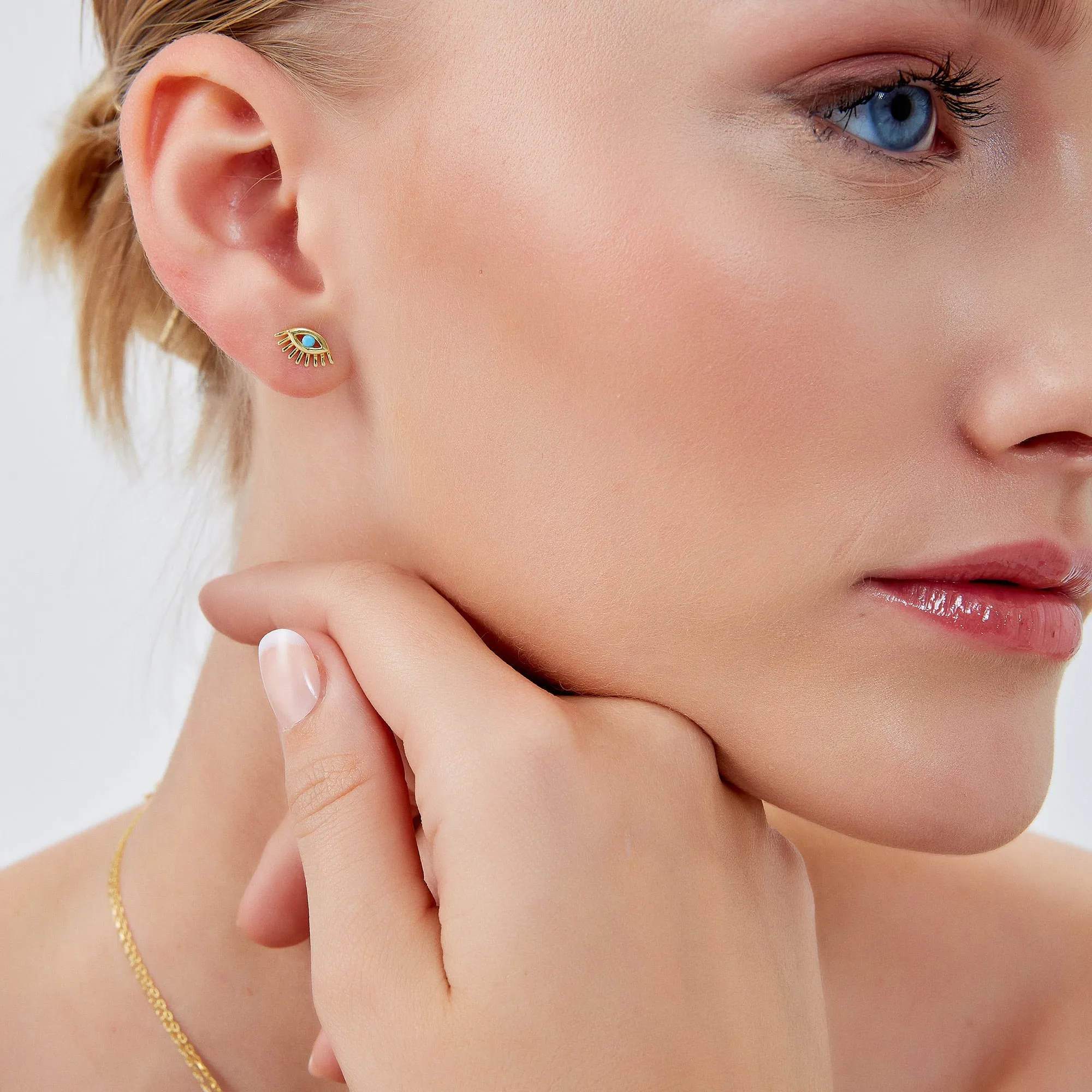 Turquoise Bleu Eye Stud Earrings Sterling Silver sold by Spero London product image thumbnail 2