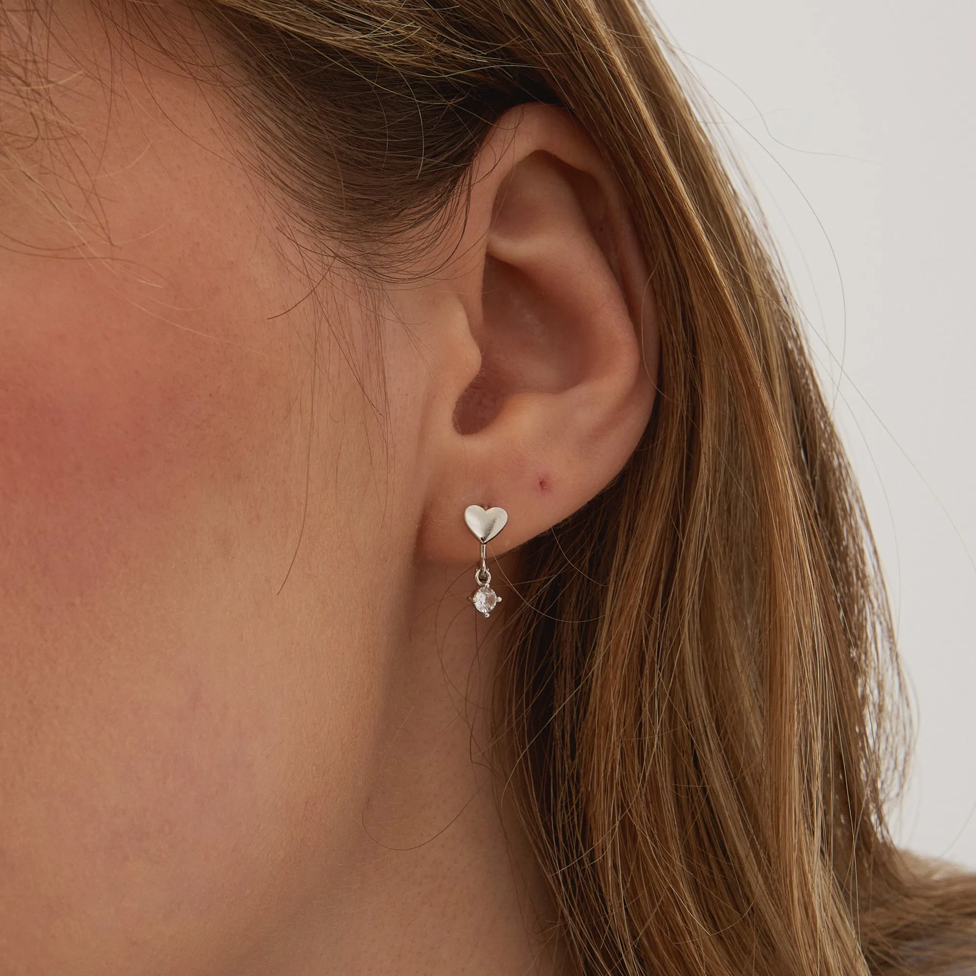 Heart Huggie Hoop Drop Earrings sold by Spero London product image thumbnail 2