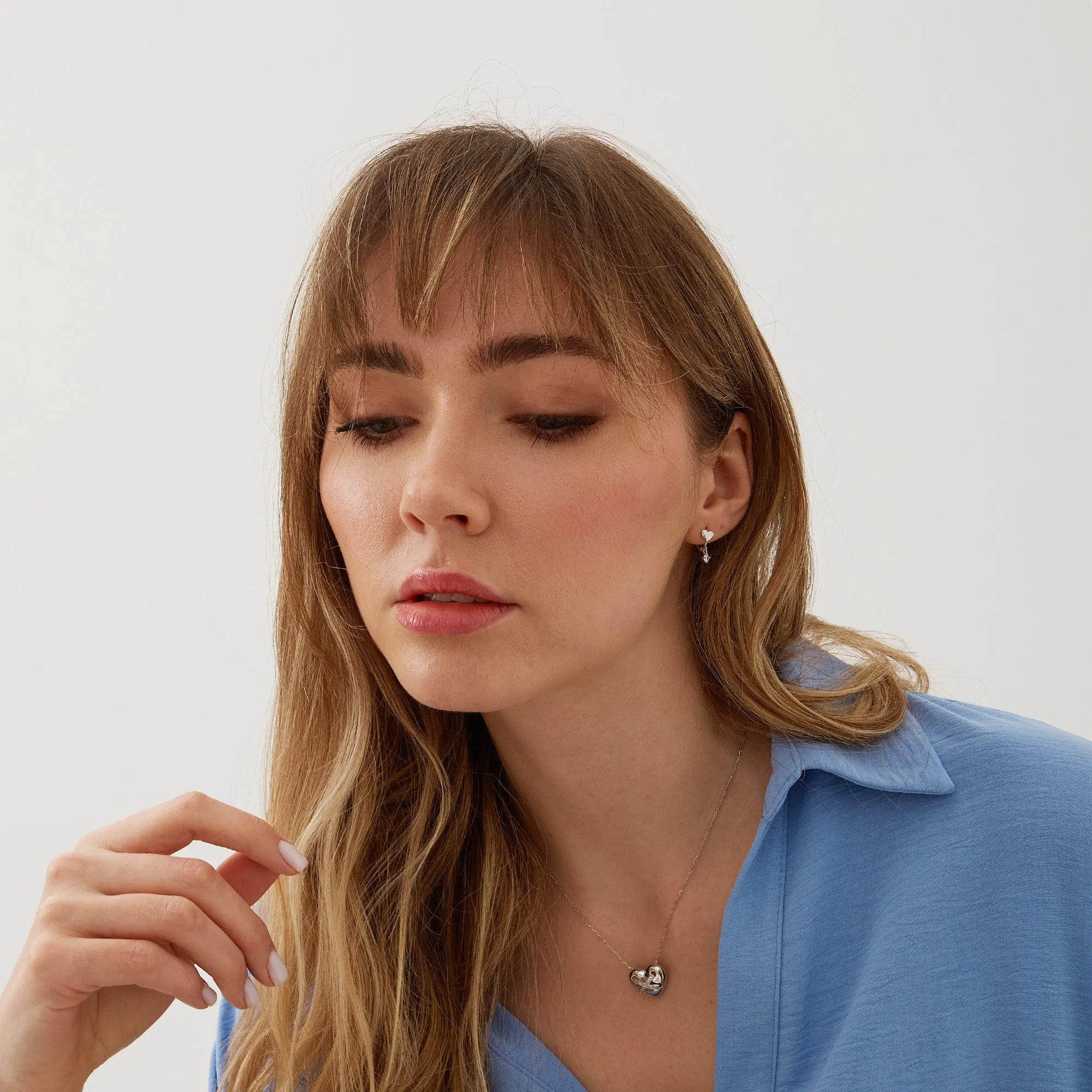 Heart Huggie Hoop Drop Earrings sold by Spero London product image thumbnail 5