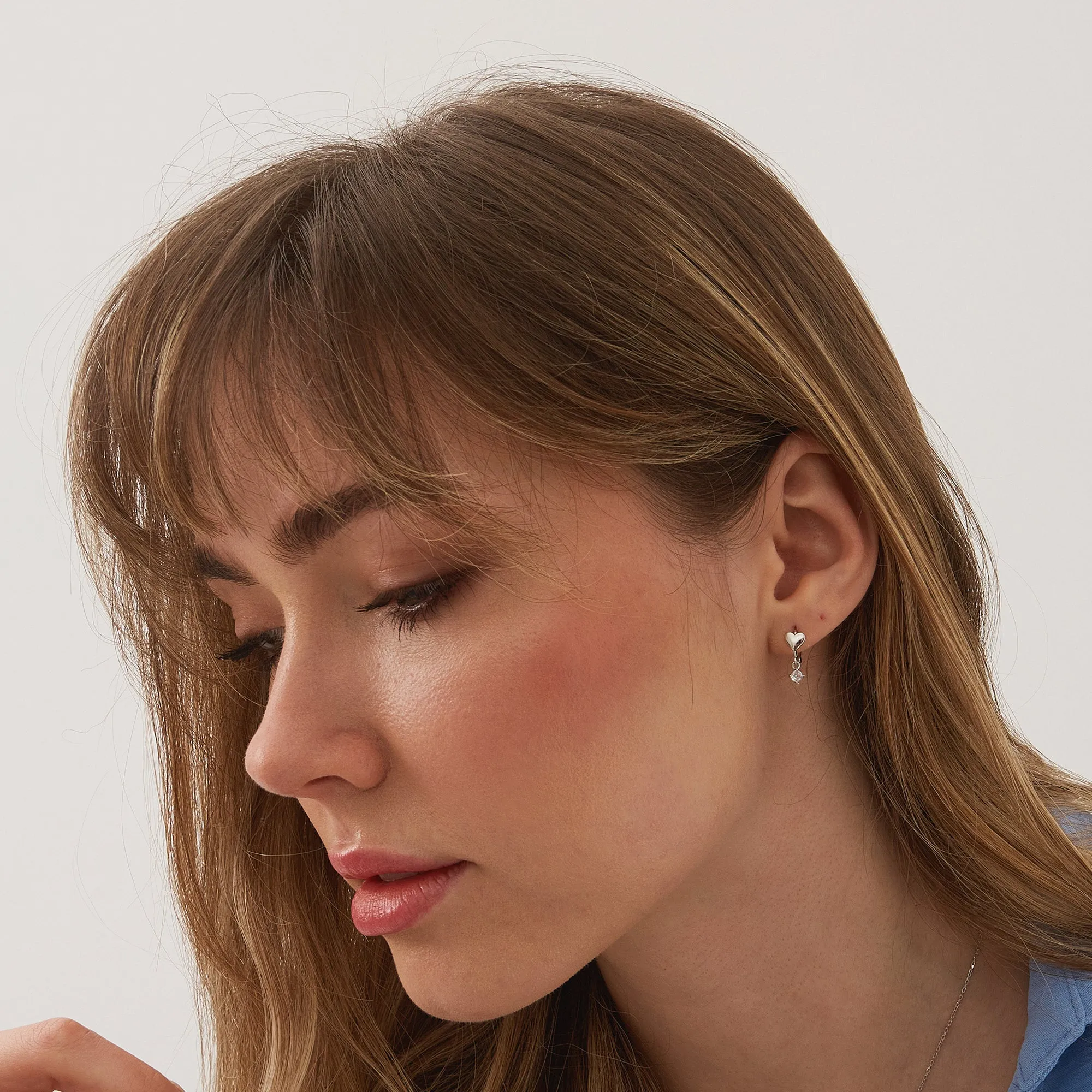 Heart Huggie Hoop Drop Earrings sold by Spero London product image thumbnail 3