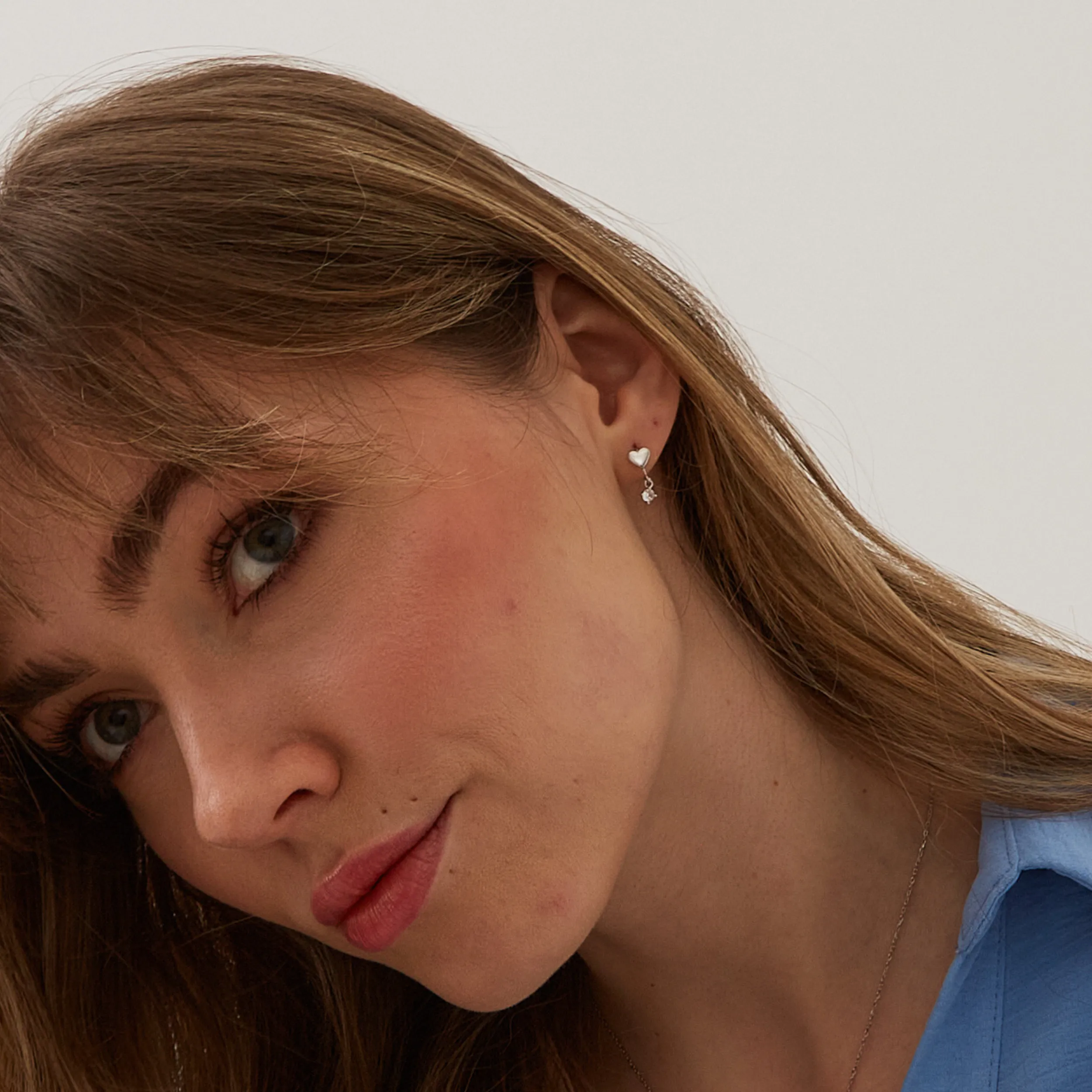 Heart Huggie Hoop Drop Earrings sold by Spero London product image thumbnail 4
