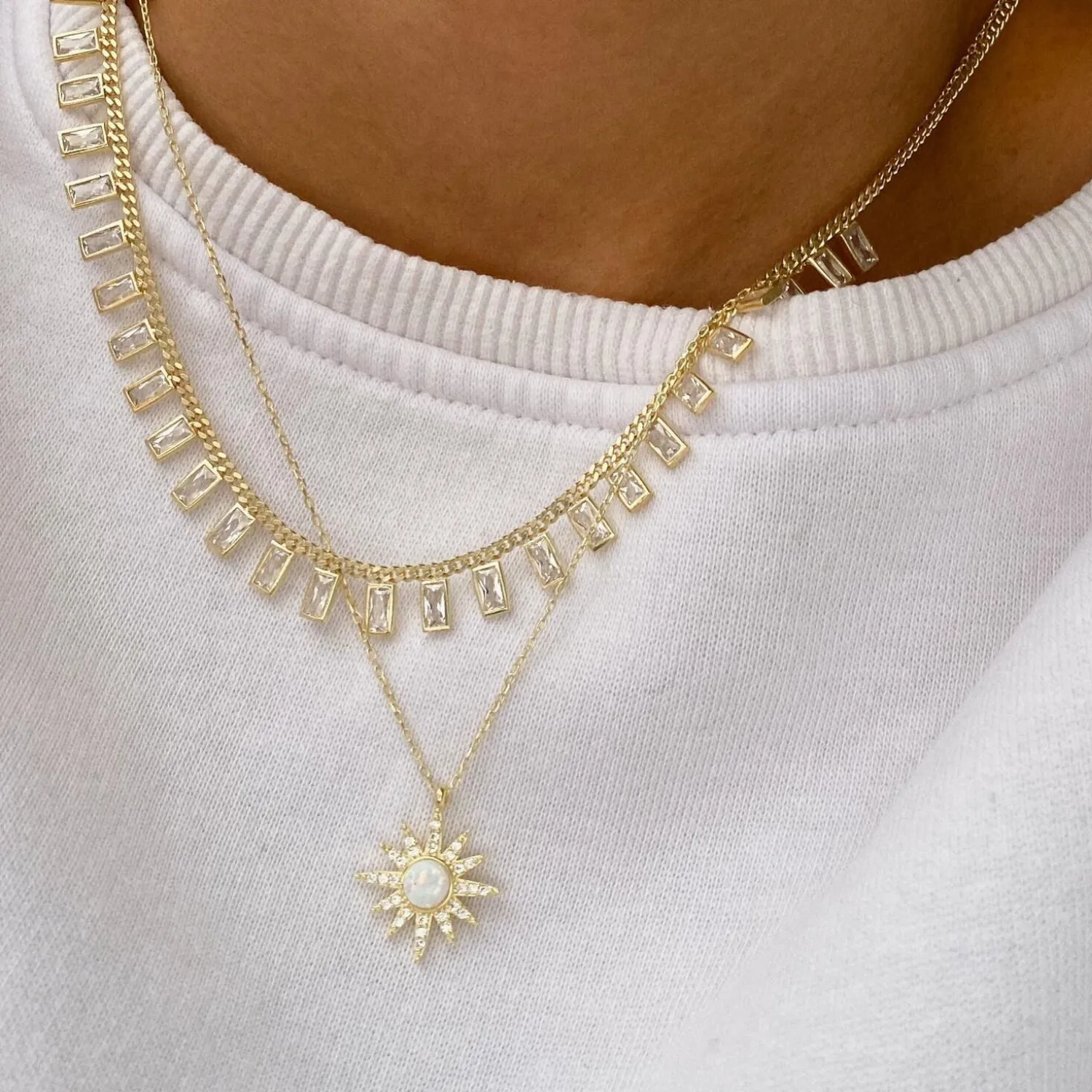 White Opal Sun Sterling Silver Necklace Earrings and Bracelet Set sold by Spero London product image thumbnail 2