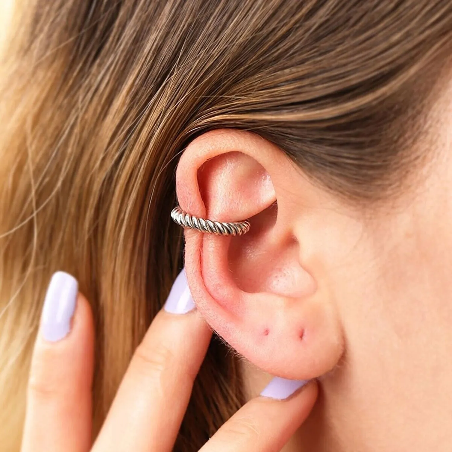 Twisted Sterling Silver Ear Cuff No Piercing - Pair sold by Spero London product image thumbnail 5
