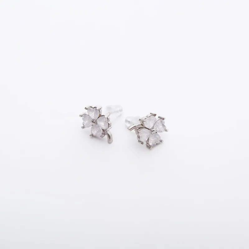 Four Leaf Clover Sterling Silver Stud Earrings sold by Spero London