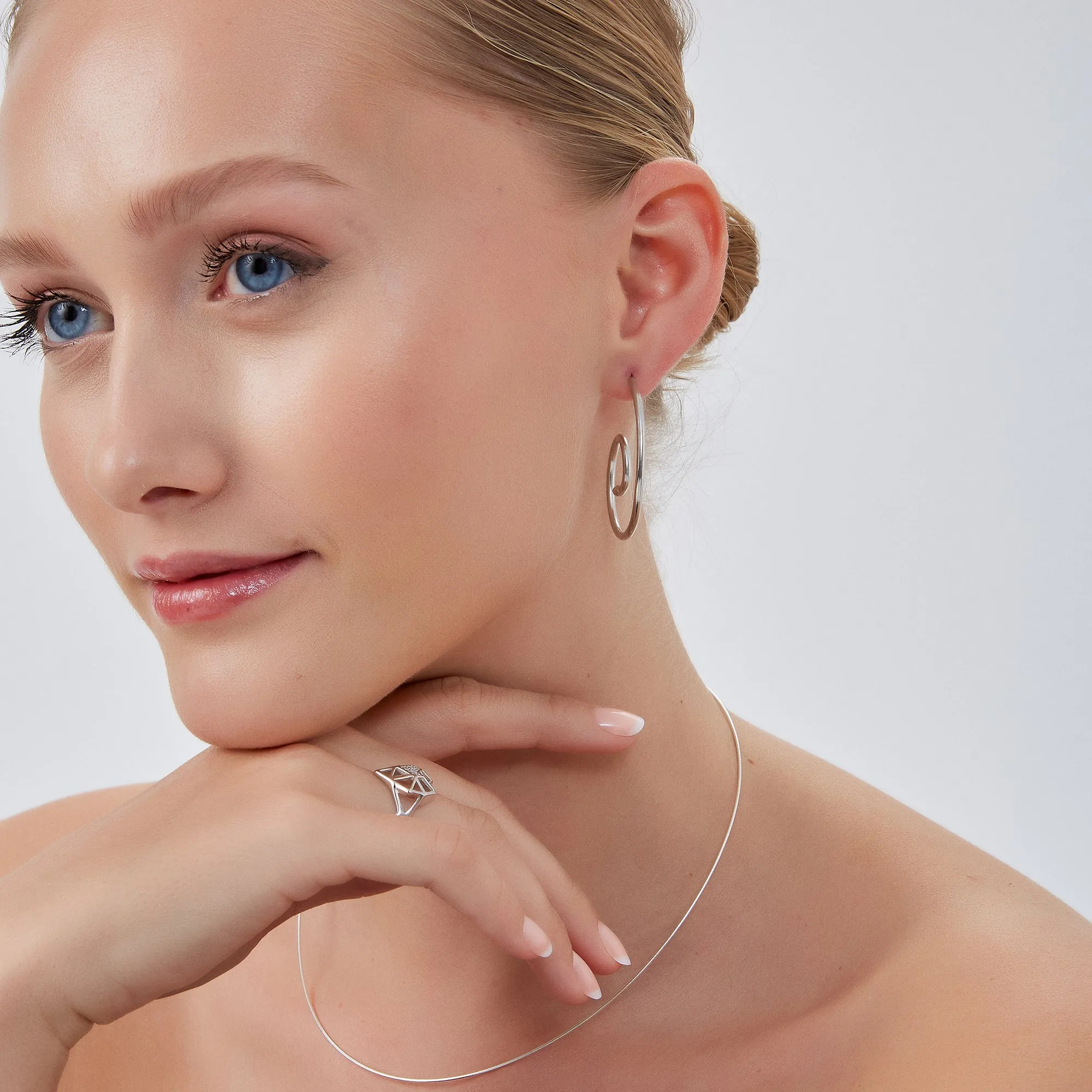 Sterling Silver Rigid Fine Chain Choker Necklace sold by Spero London product image thumbnail 4