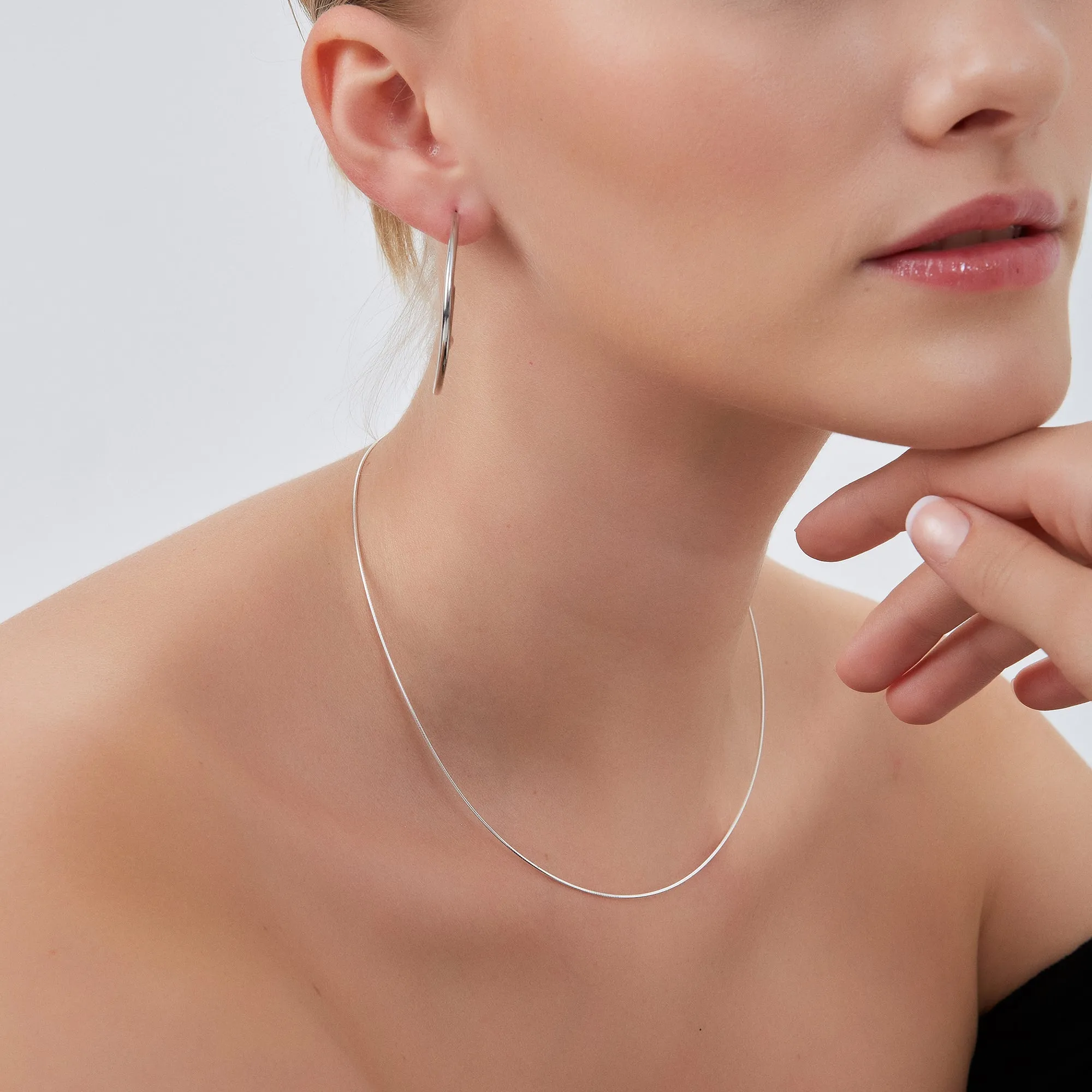 Sterling Silver Rigid Fine Chain Choker Necklace sold by Spero London product image thumbnail 3