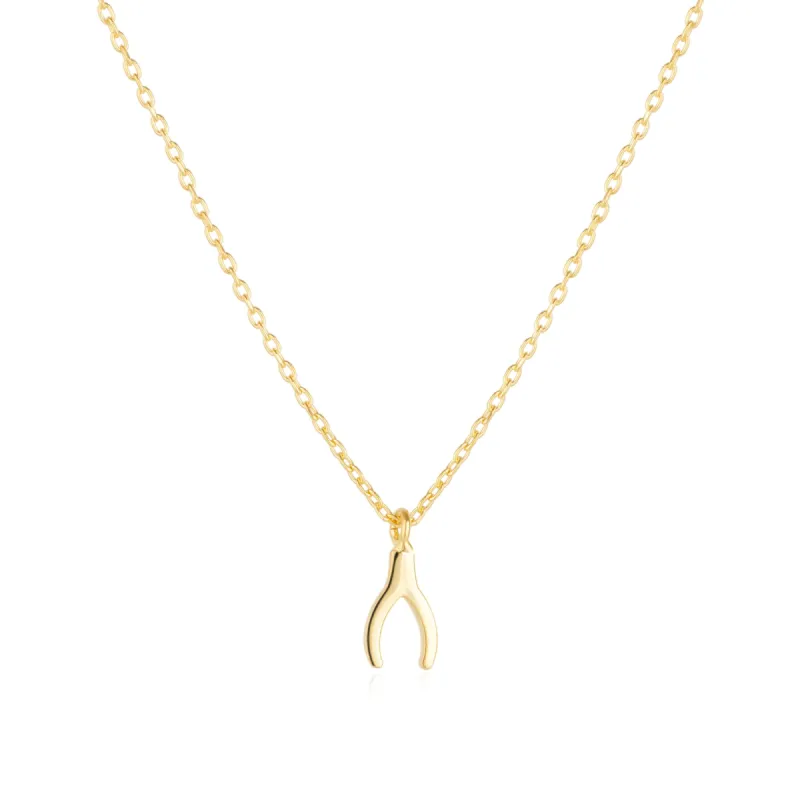 Sterling Silver Mini Wishbone Necklace sold by Spero London