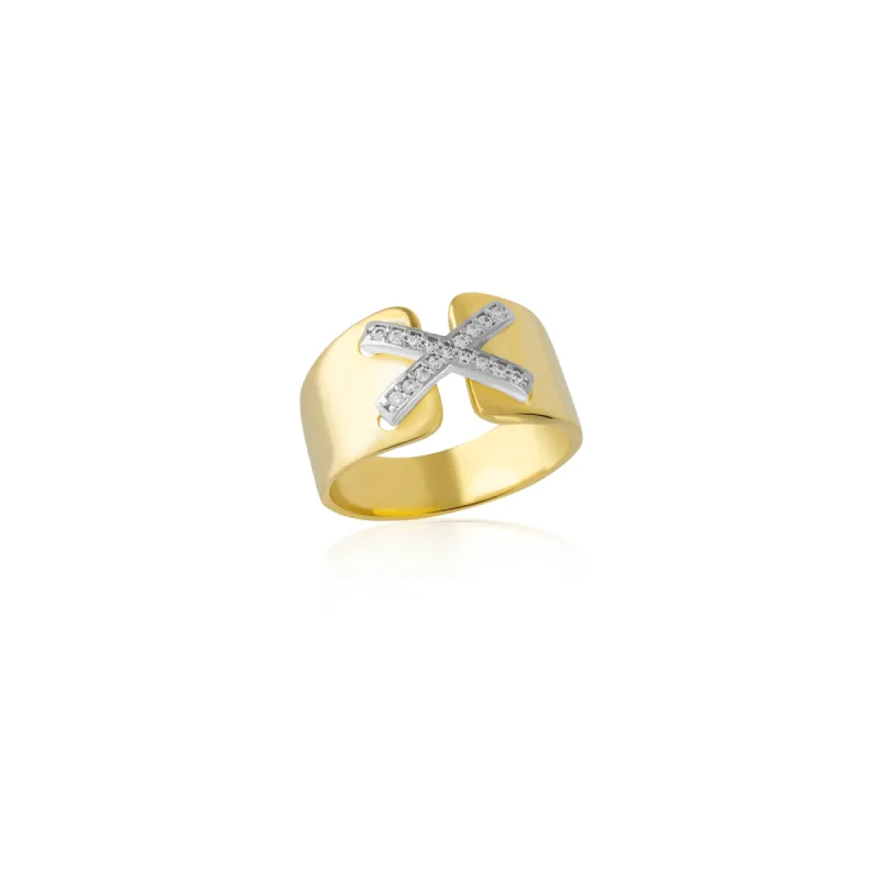 Sterling Silver X Signet Ring Gold Vermeil sold by Spero London