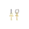 Sterling Silver Egyptian Ankh Zirconia Hoop Earrings sold by Spero London