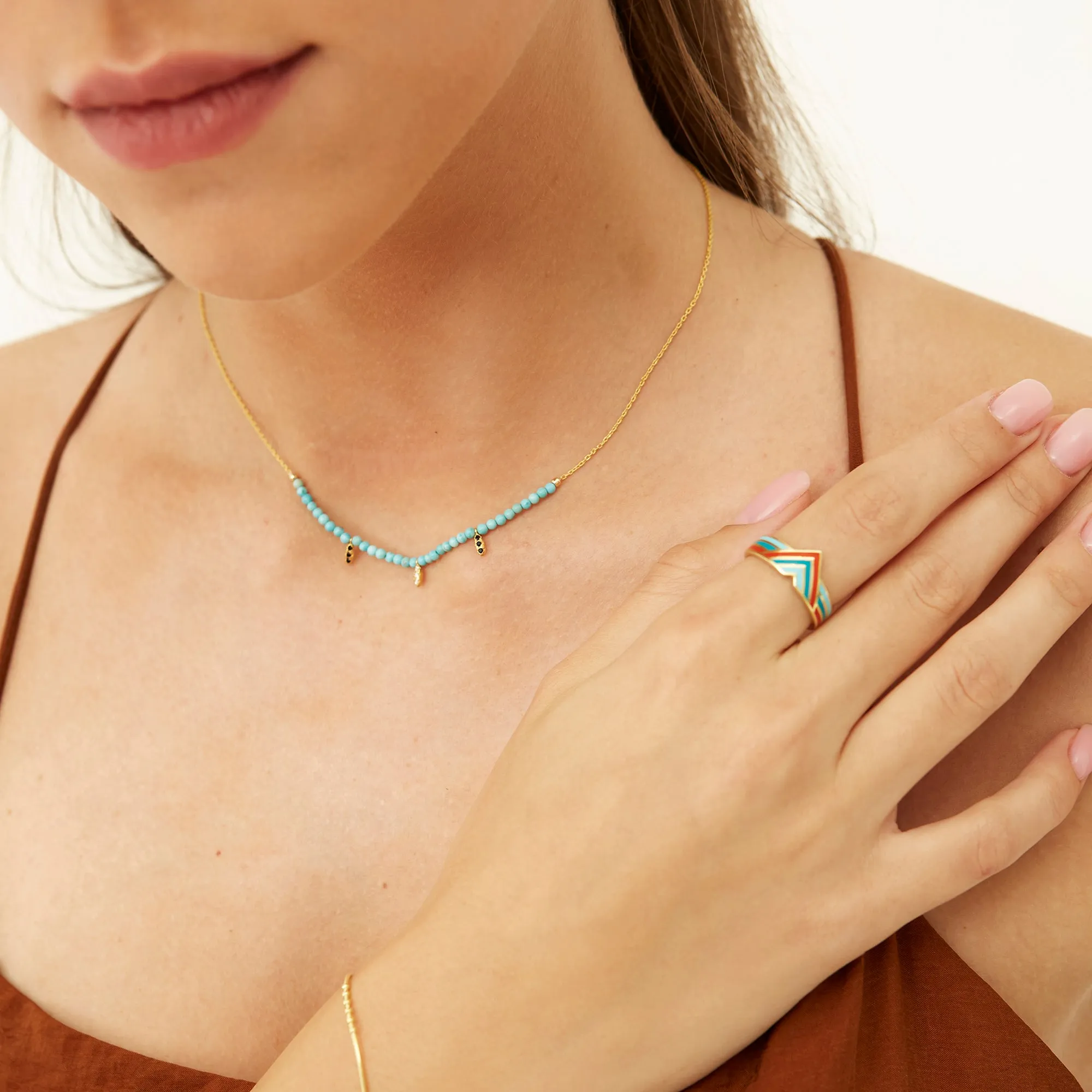 Sterling Silver Gold Plated Turquoise Necklace sold by Spero London product image thumbnail 2