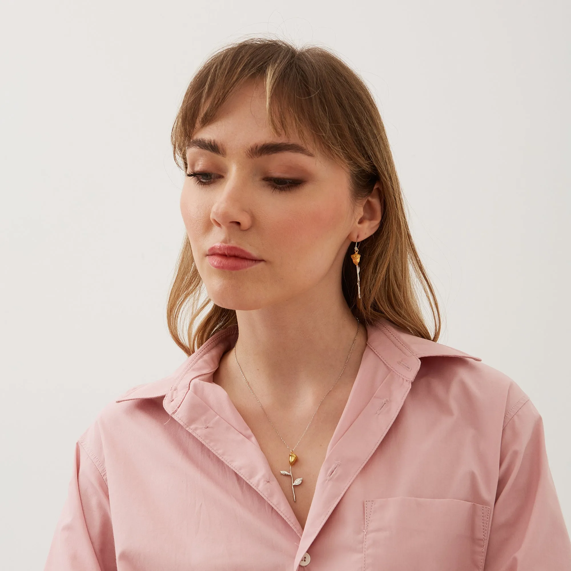 Gold Color Rose Sterling Silver Necklace sold by Spero London product image thumbnail 3