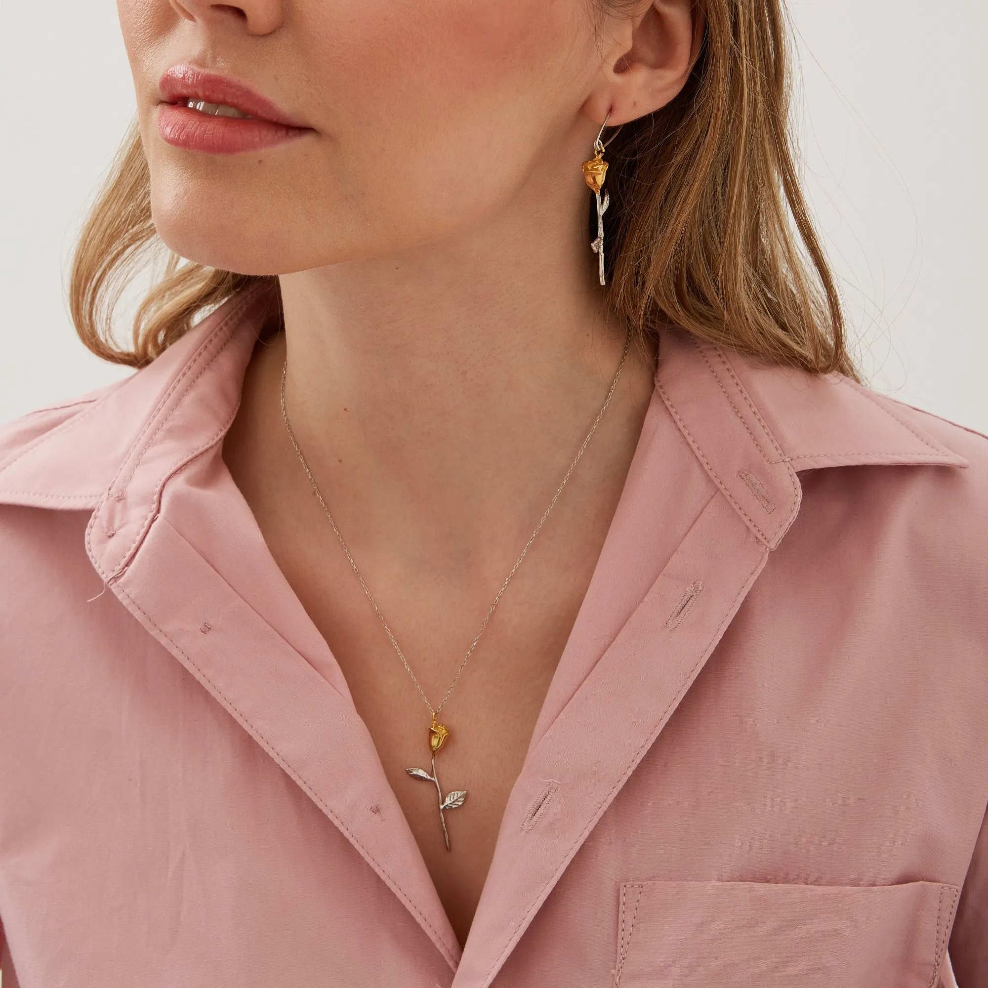 Gold Color Rose Sterling Silver Necklace sold by Spero London product image thumbnail 4