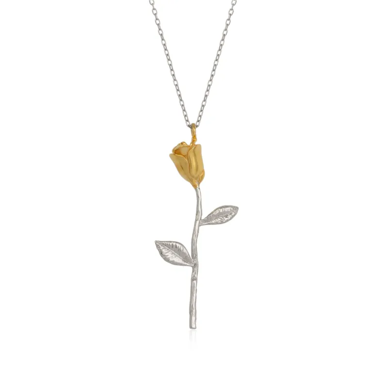 Gold Color Rose Sterling Silver Necklace sold by Spero London