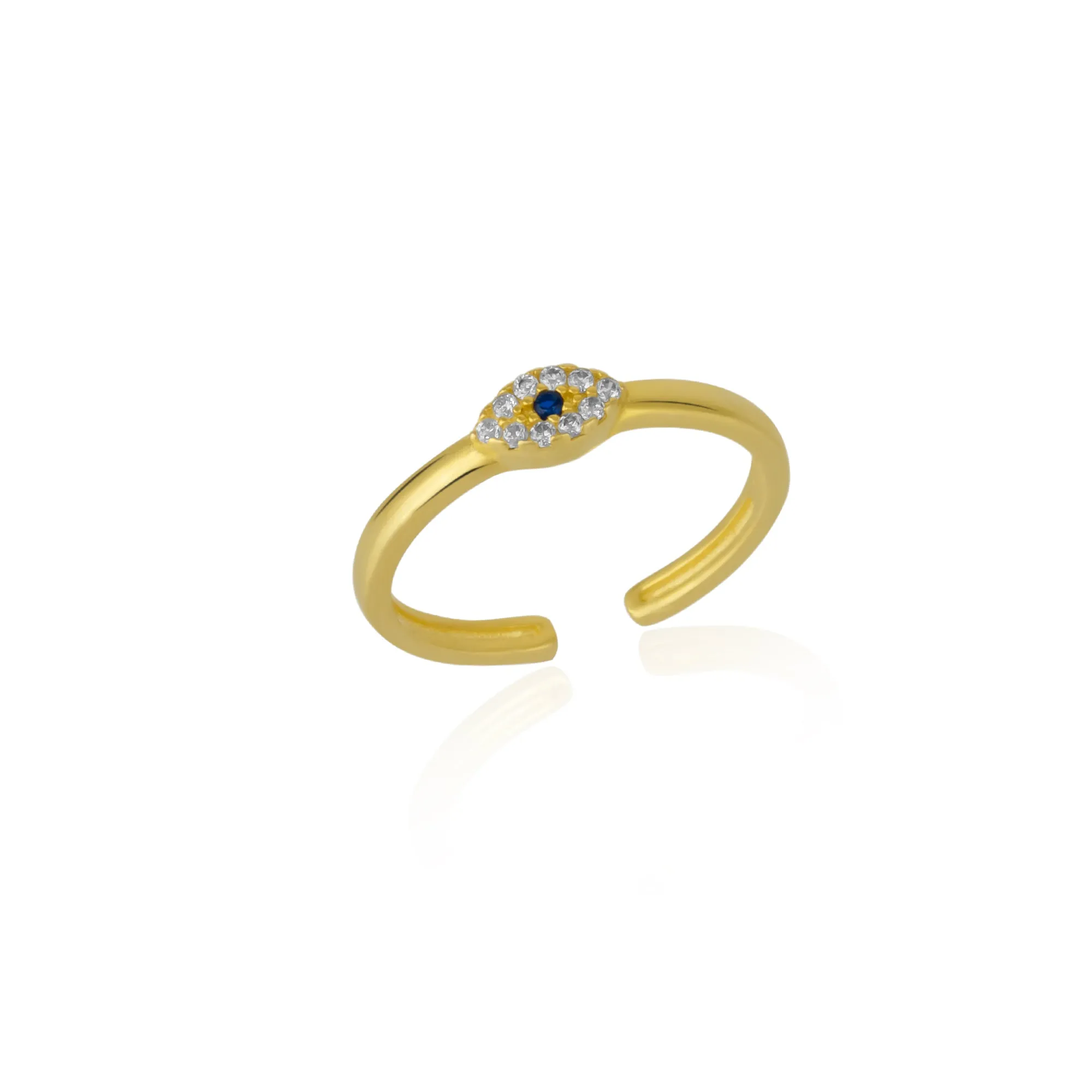 Eye Sterling Silver Adjustable Stacking Ring Evil Eye sold by Spero London