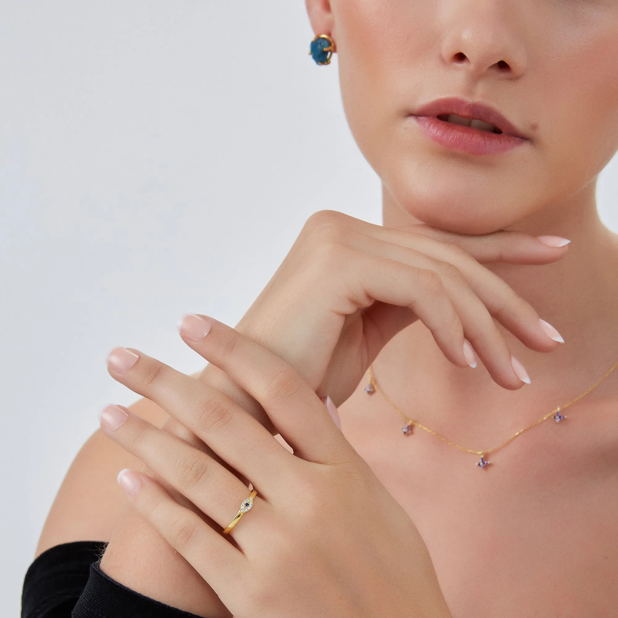 Eye Sterling Silver Adjustable Stacking Ring Evil Eye sold by Spero London product image thumbnail 4