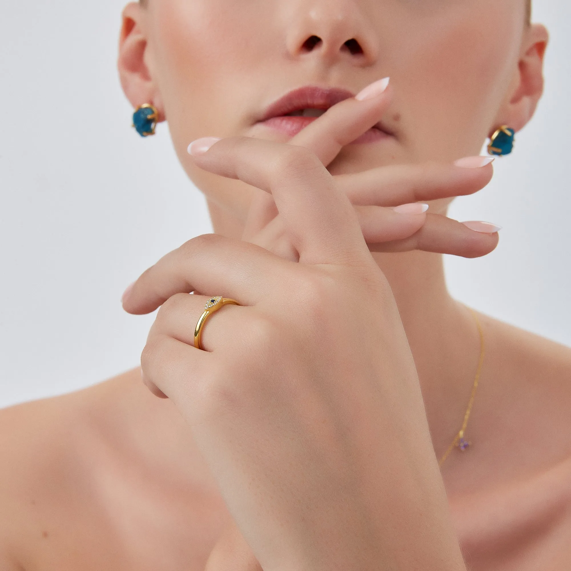 Eye Sterling Silver Adjustable Stacking Ring Evil Eye sold by Spero London product image thumbnail 3