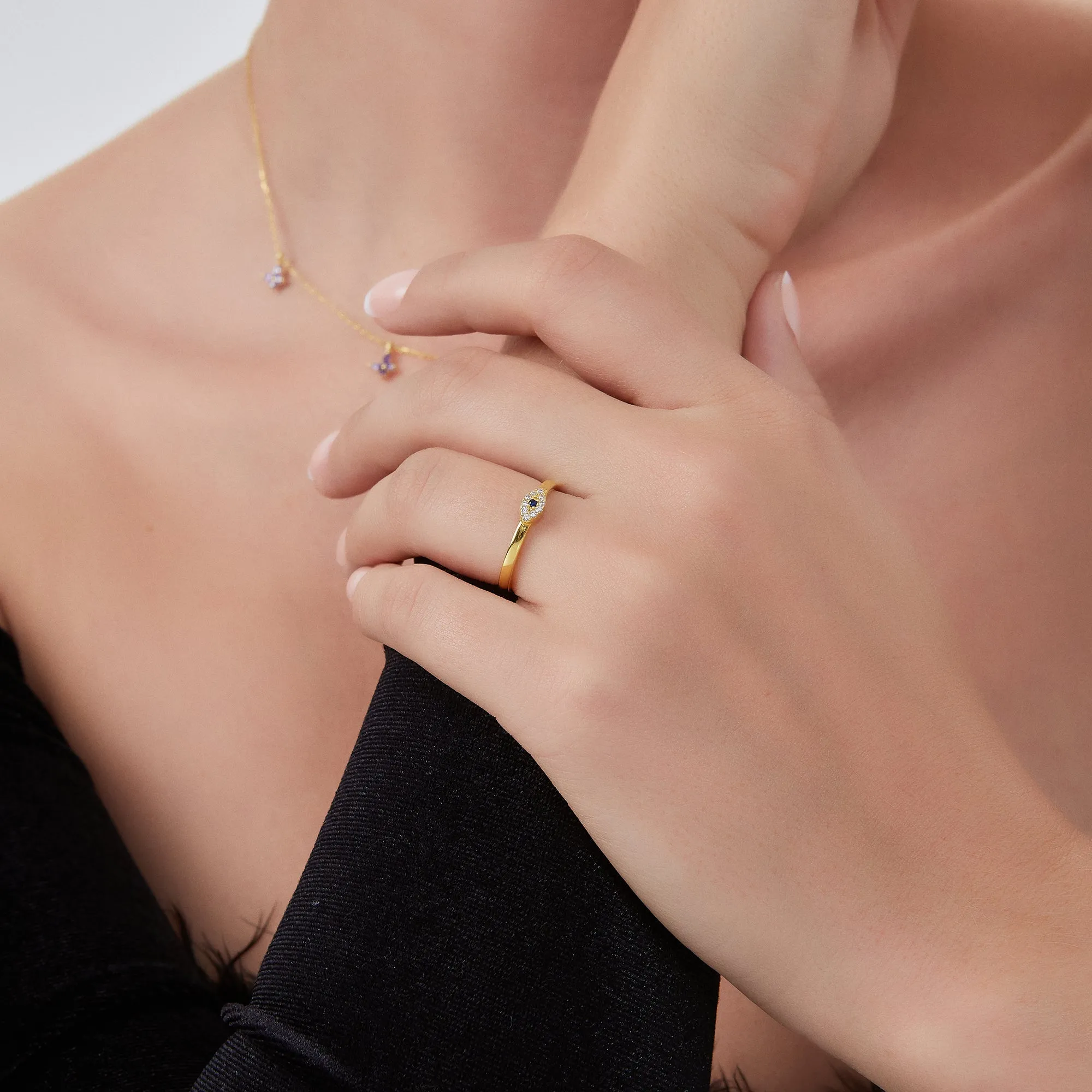 Eye Sterling Silver Adjustable Stacking Ring Evil Eye sold by Spero London product image thumbnail 2