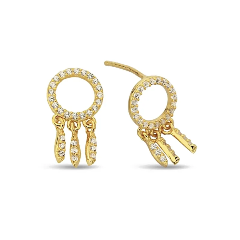 Sterling Silver Dreamcatcher Drop Earrings Stud sold by Spero London