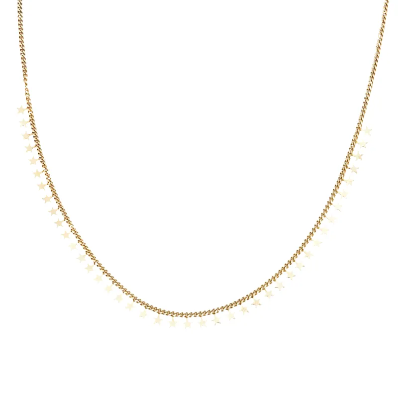 Multiple Star Sterling Silver Station Necklace sold by Spero London