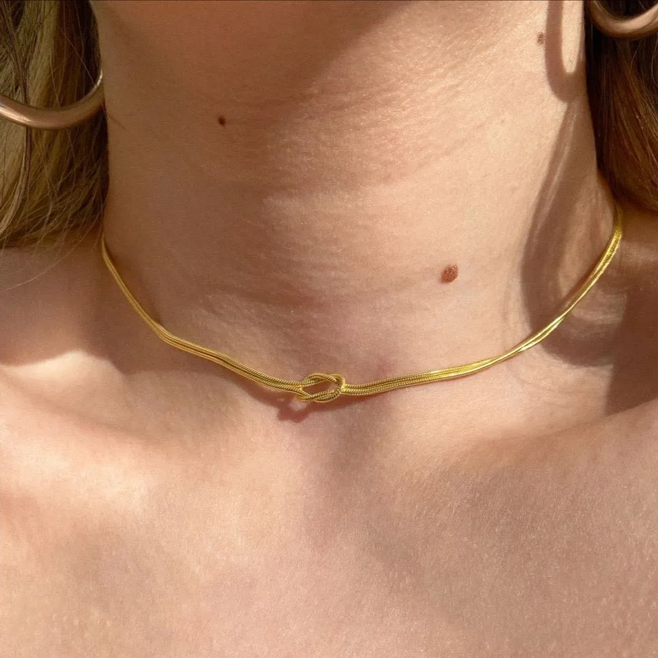 Knot Chain Choker Necklace in Sterling Silver sold by Spero London product image thumbnail 2