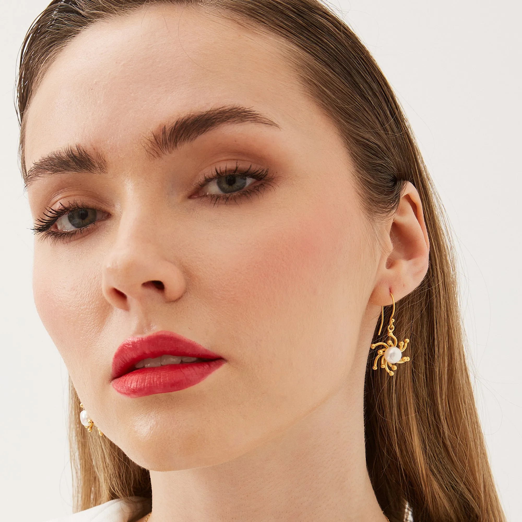 Pearl Sun 2 Way Molten Dripping Sunburst Sterling Silver Drop Earrings sold by Spero London product image thumbnail 5