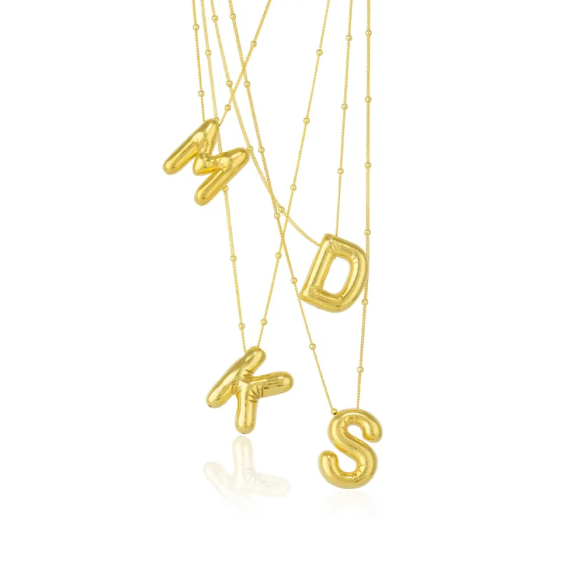 Initial Balloon Bubble Letter Sphere Necklace Sterling Silver Gold Vermeil sold by Spero London