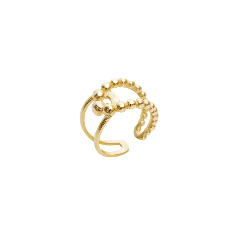 Beaded Intercepting Circle Sterling Silver Adjustable Ring sold by Spero London