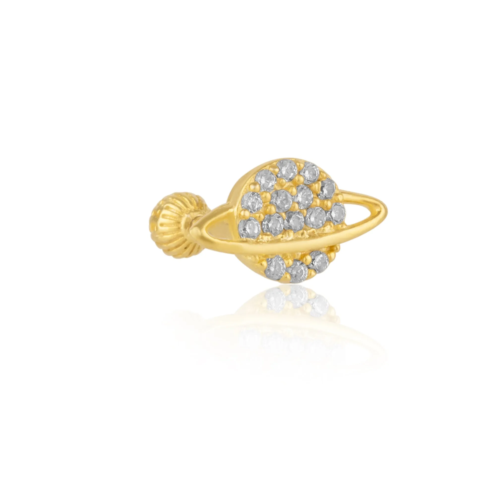 Jewelled Saturn Piercing in Sterling Silver sold by Spero London