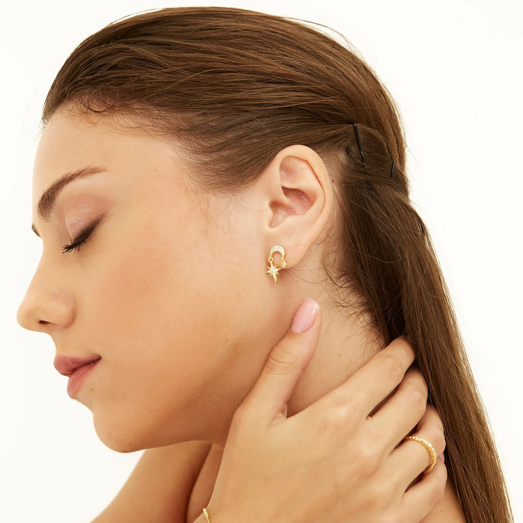 Sterling silver Dangle Drop Northernstar Stud Earrings sold by Spero London product image thumbnail 5