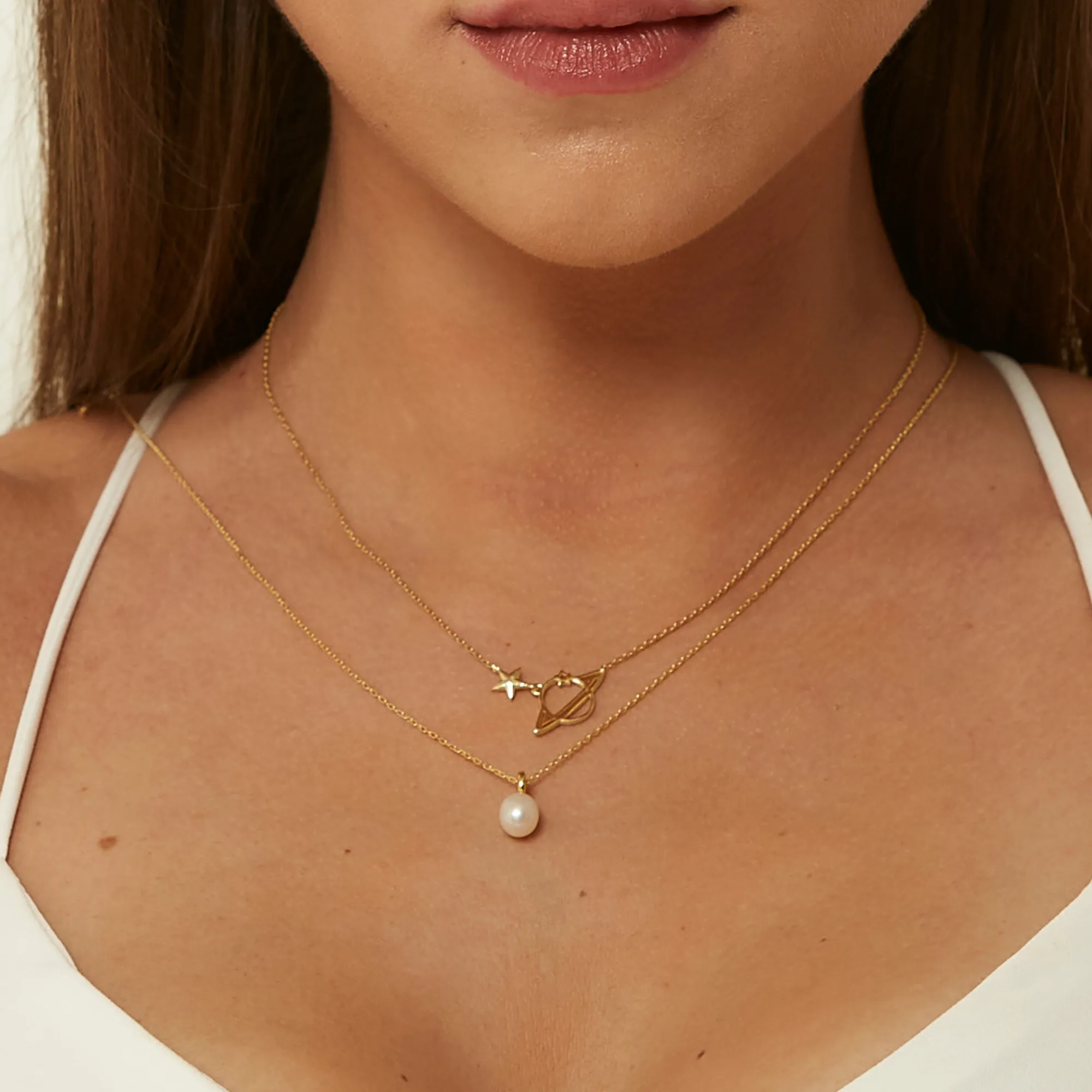 Treasures Baroque Seed Pearl and Saturn Pendant Sterling Silver Necklace Set sold by Spero London product image thumbnail 2