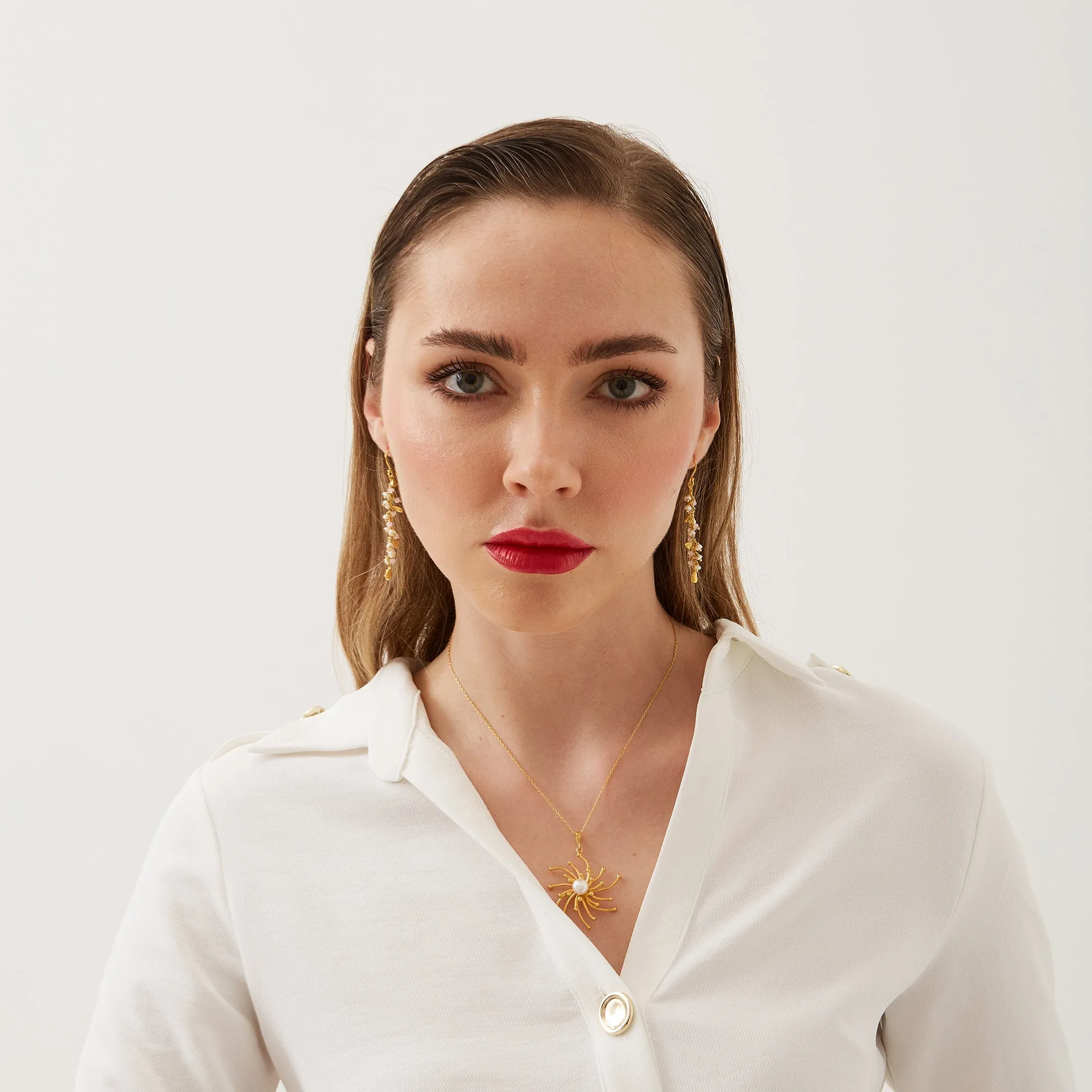 Multiple Baroque Pearl Drop Sterling Silver Earrings Pink Quarts Labradorite and Turquoise sold by Spero London product image thumbnail 4