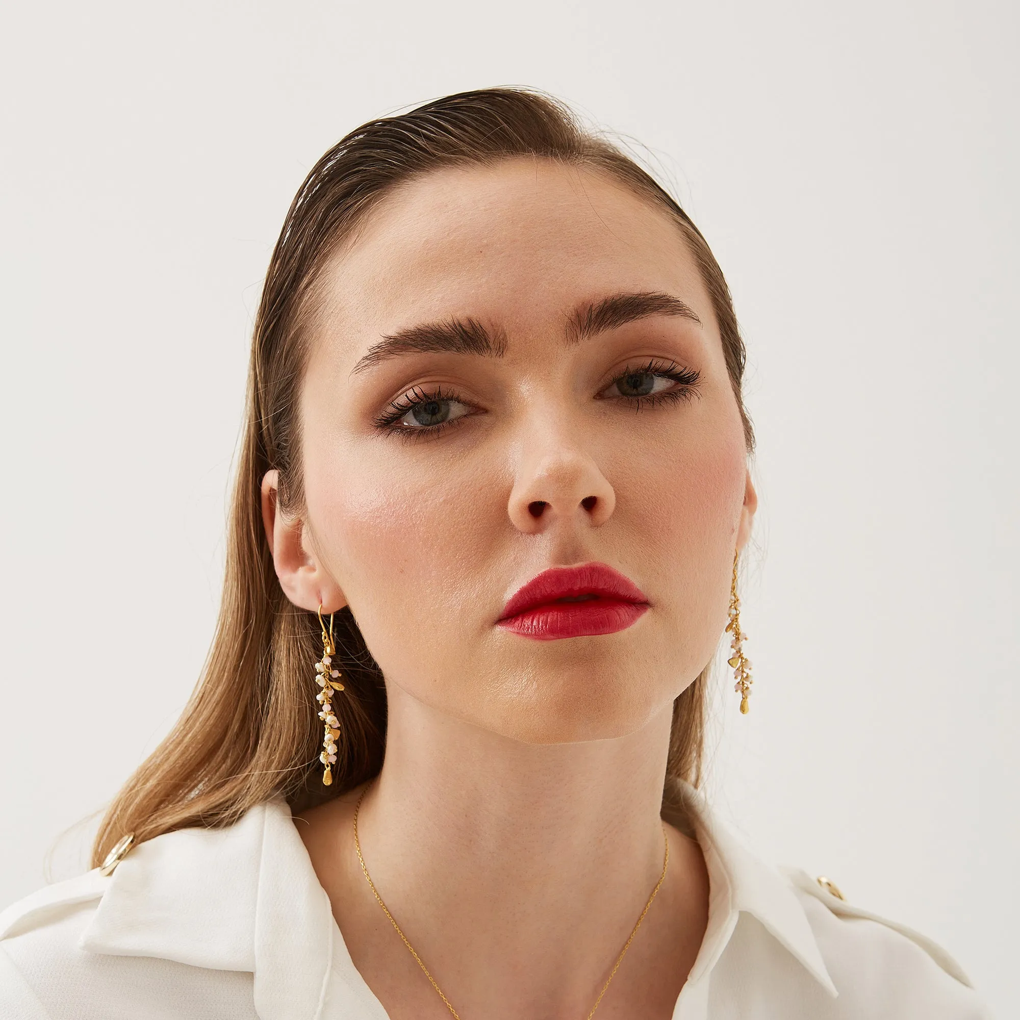 Multiple Baroque Pearl Drop Sterling Silver Earrings Pink Quarts Labradorite and Turquoise sold by Spero London product image thumbnail 3