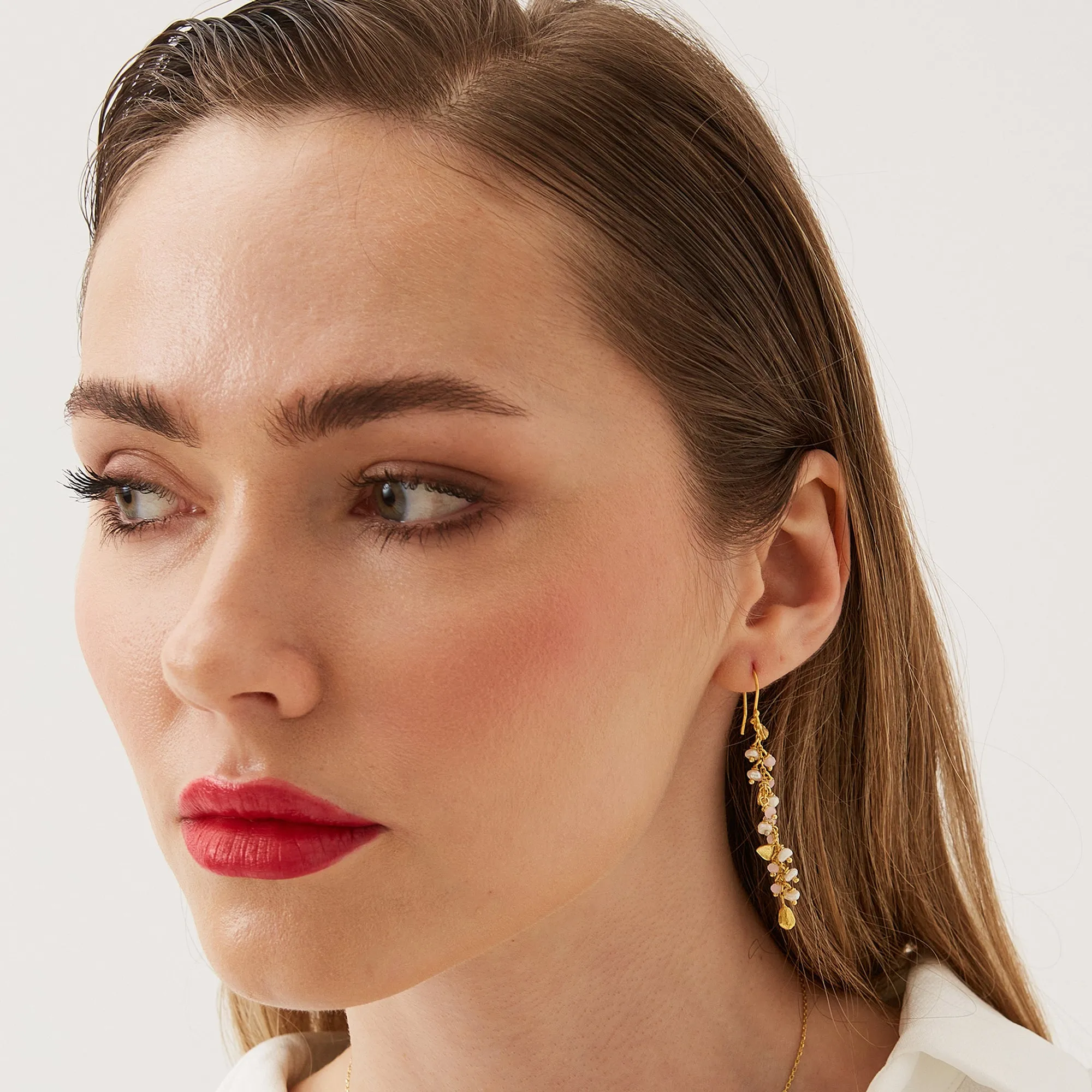 Multiple Baroque Pearl Drop Sterling Silver Earrings Pink Quarts Labradorite and Turquoise sold by Spero London product image thumbnail 2