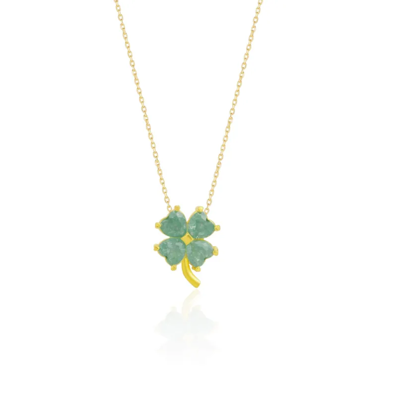 Four Leaf Clover Sterling Silver Necklace - Green sold by Spero London