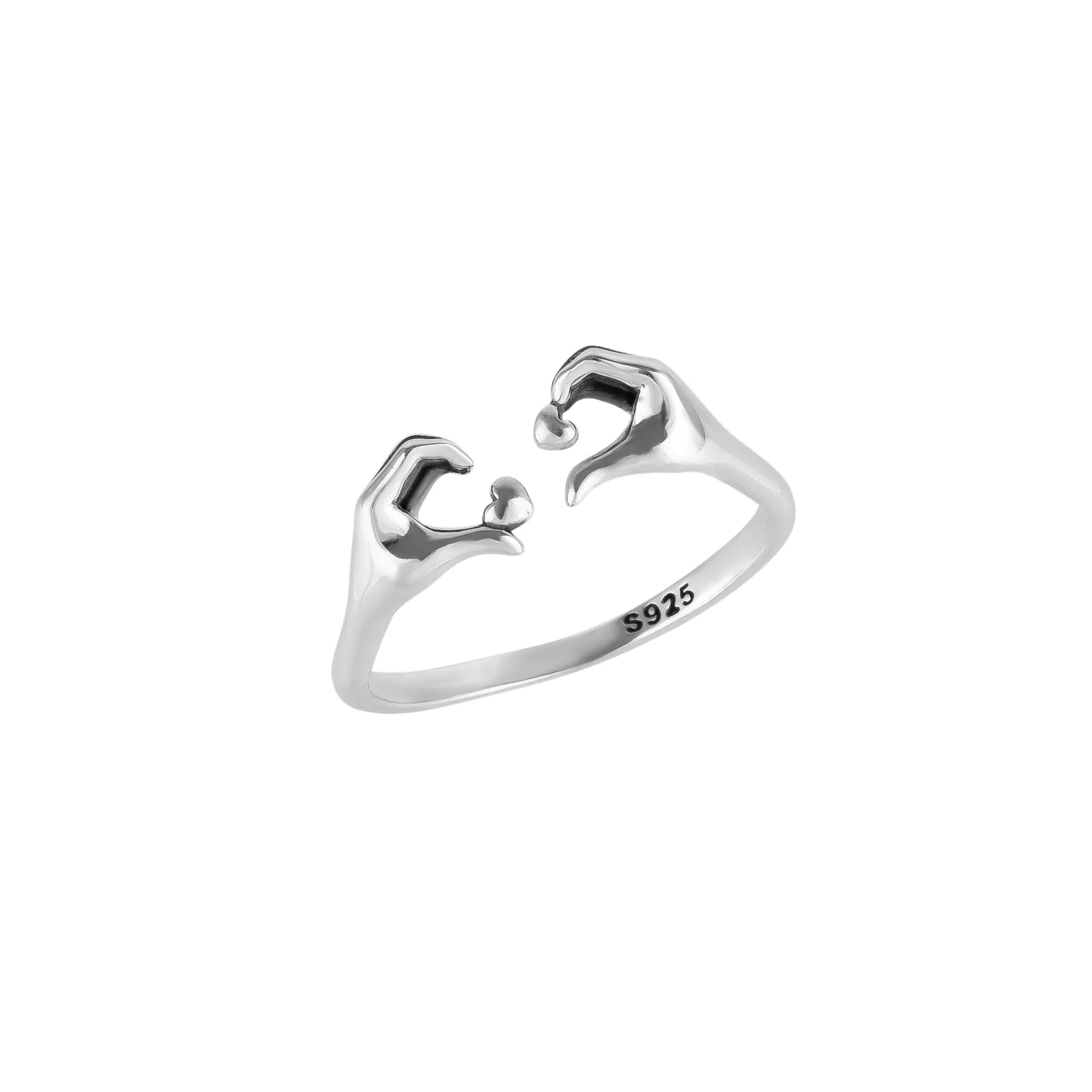 Heart With Hands Ring in Sterling Silver sold by Spero London