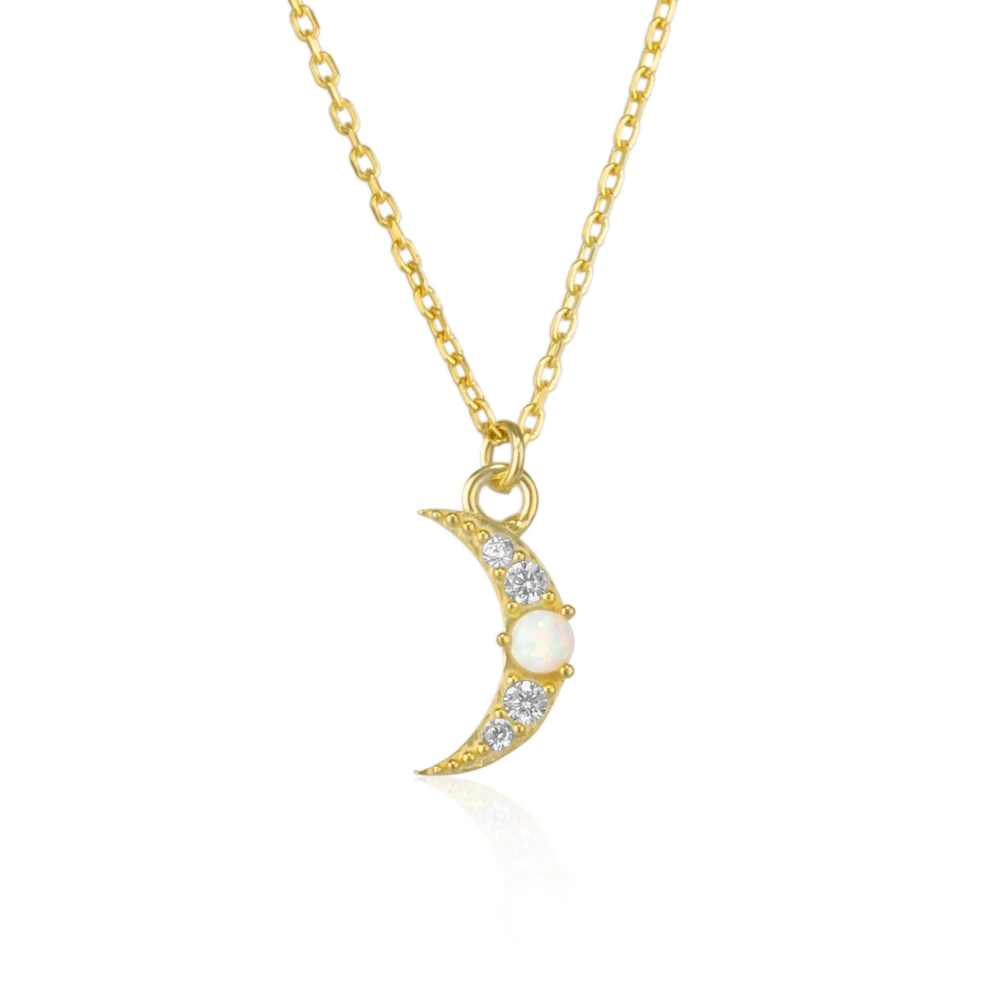 Crescent New Moon Opal Sterling Silver Necklace sold by Spero London product image thumbnail 3