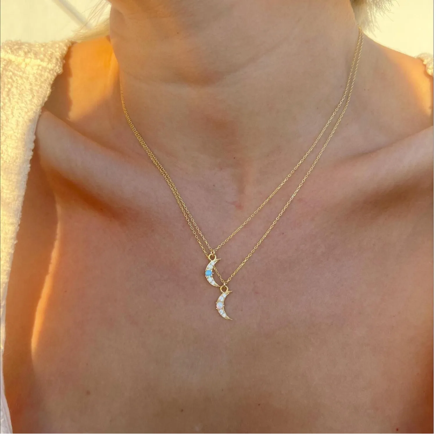 Crescent New Moon Opal Sterling Silver Necklace sold by Spero London product image thumbnail 2