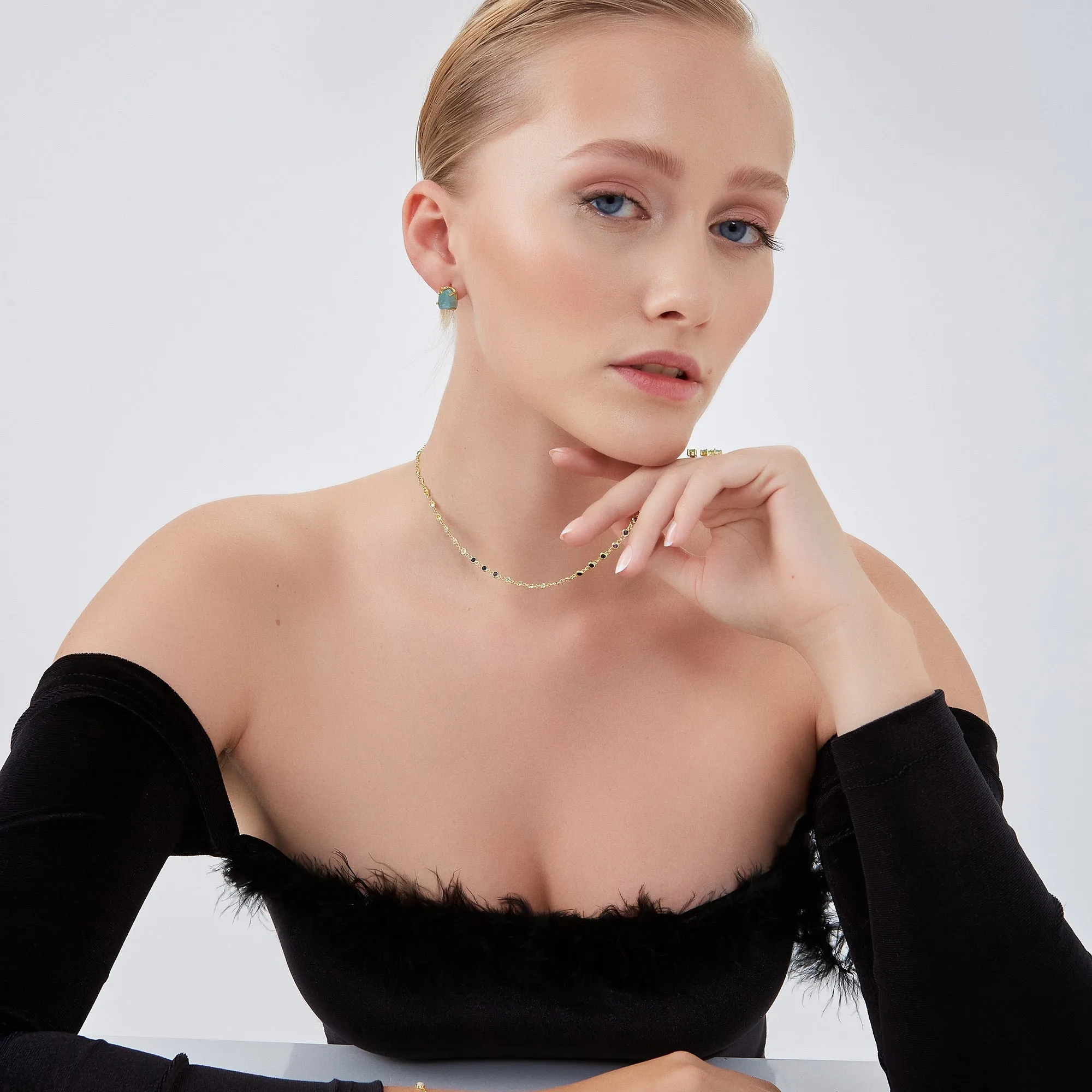 Colourful Rainbow Jewelled Sterling Silver Chain Necklace sold by Spero London product image thumbnail 4