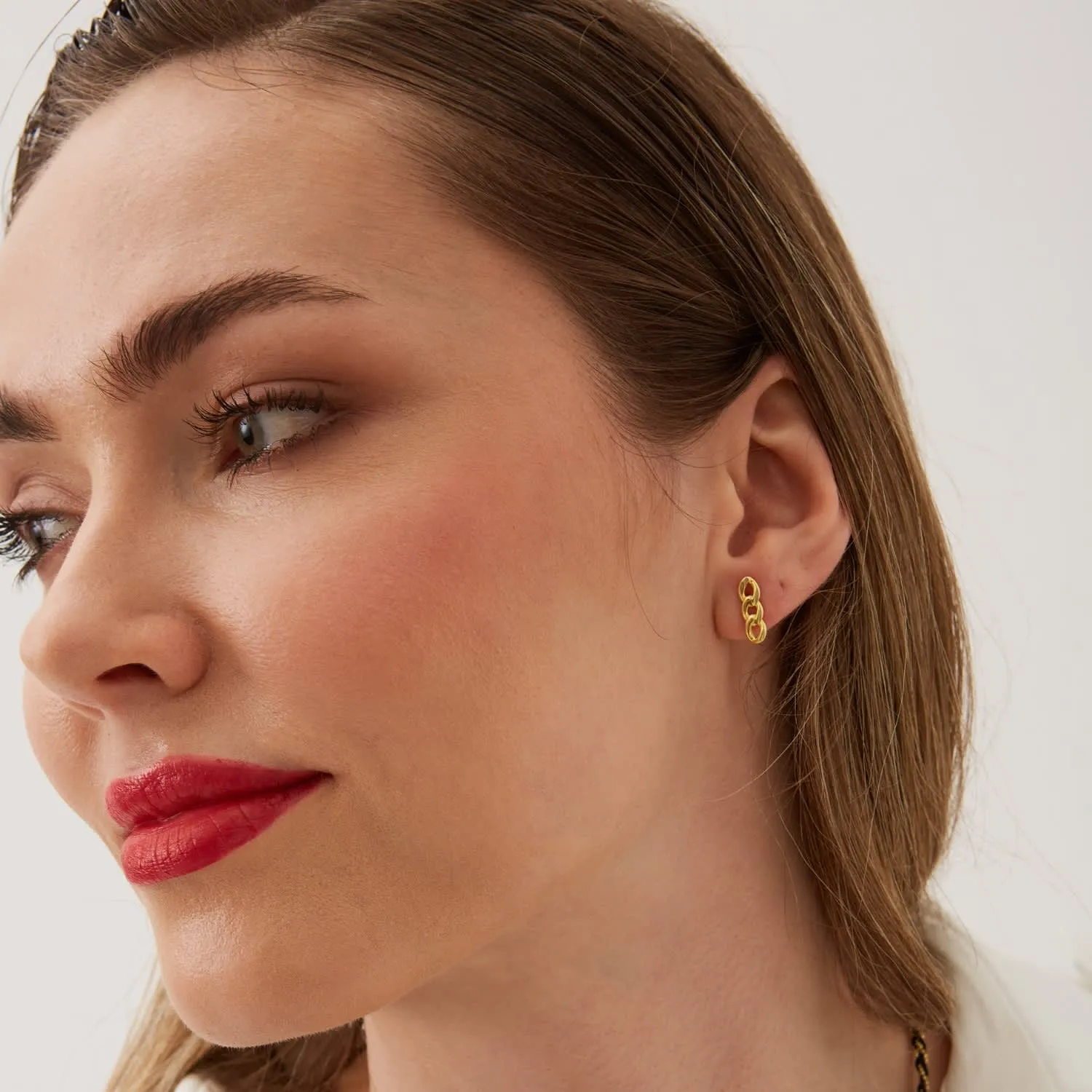 Three Chain Sterling Silver Stud Earrings sold by Spero London product image thumbnail 3