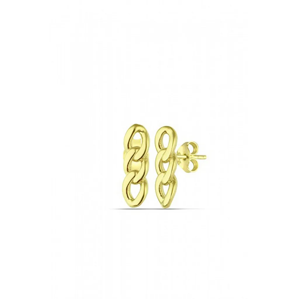 Three Chain Sterling Silver Stud Earrings sold by Spero London