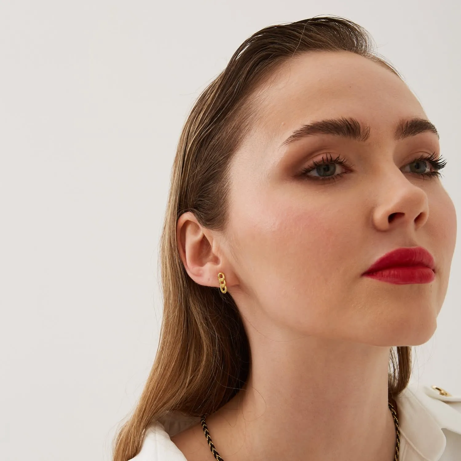 Three Chain Sterling Silver Stud Earrings sold by Spero London product image thumbnail 5