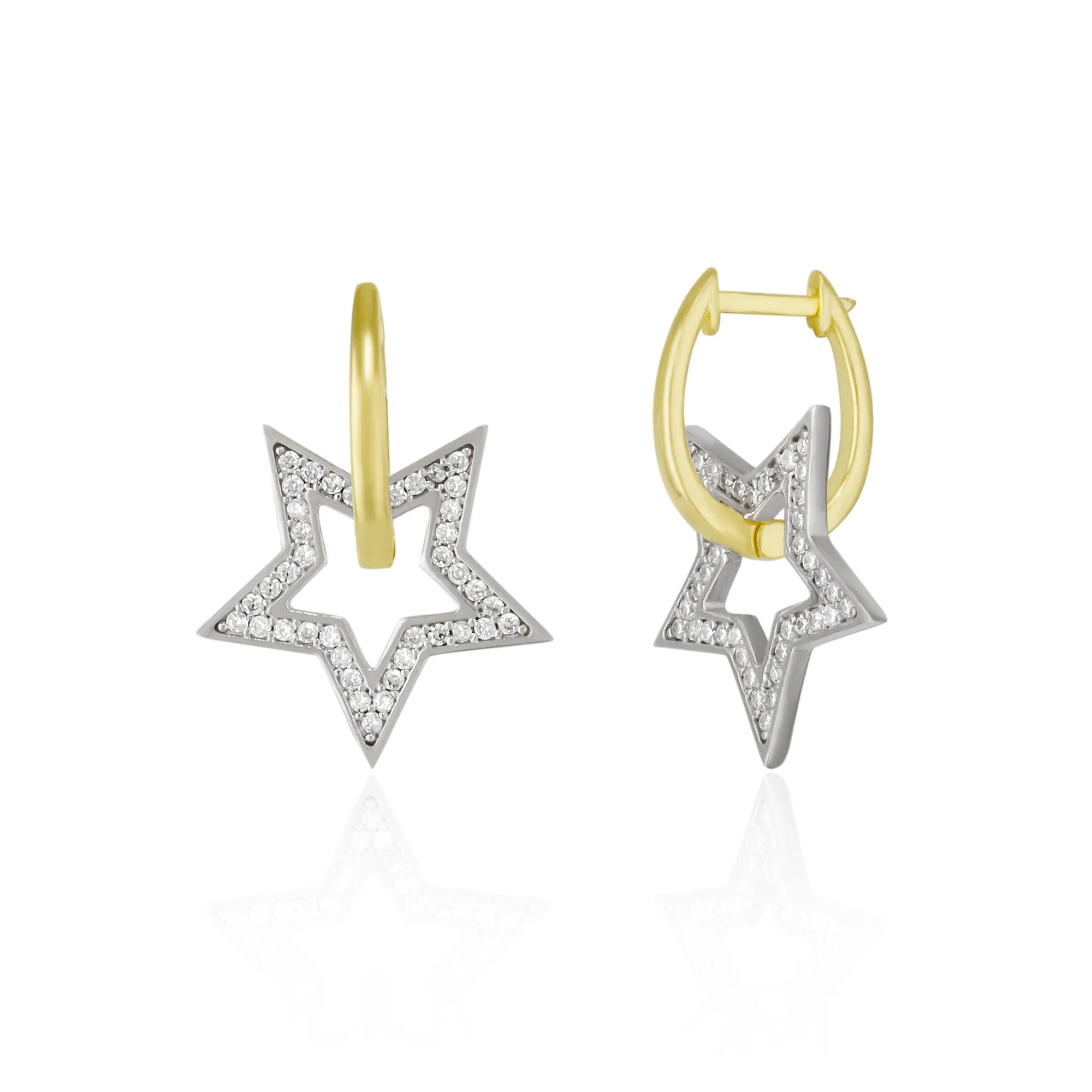 Sterling Silver Star Hoop Earrings sold by Spero London